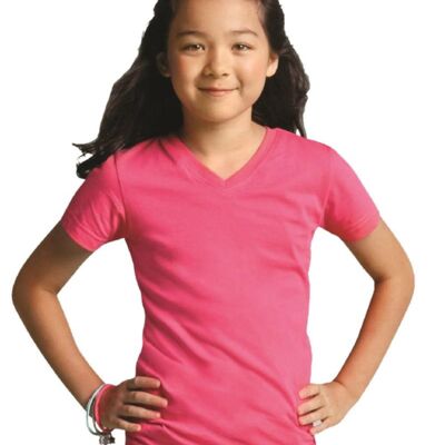 Girls' V-Neck Fine Jersey T-Shirt Thumbnail