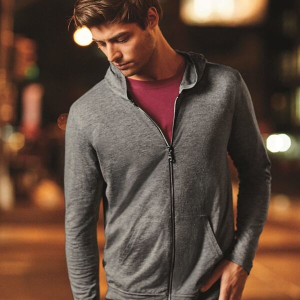 Triblend Full-Zip Hooded Long Sleeve T-Shirt Thumbnail