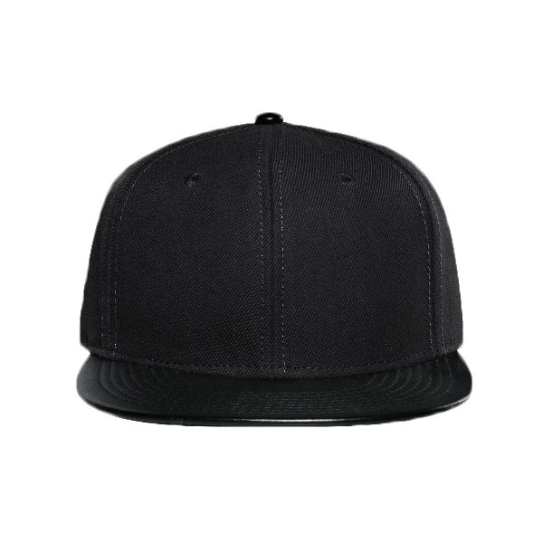 OTTO Wool Blend Twill w/ Faux Leather Round Flat Visor "OTTO SNAP" Six Panel Pro Style Snapback Hat Thumbnail