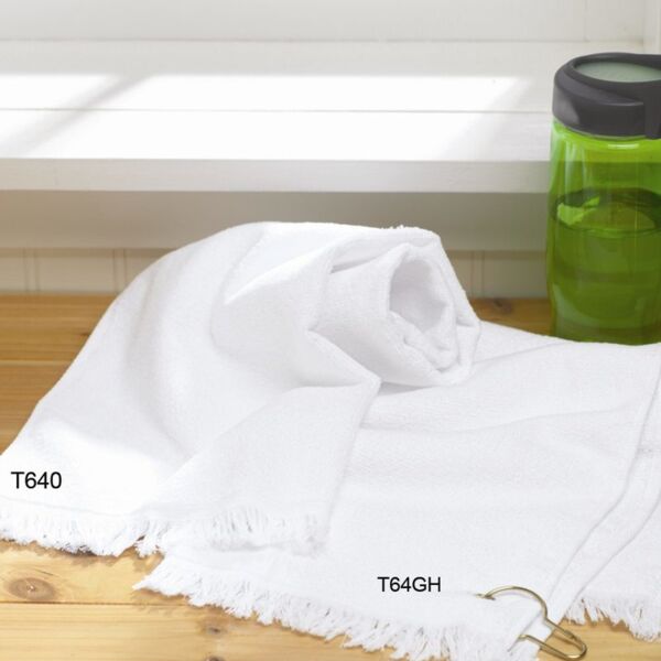 Fringed Hand Towel with Corner Grommet and Hook Thumbnail