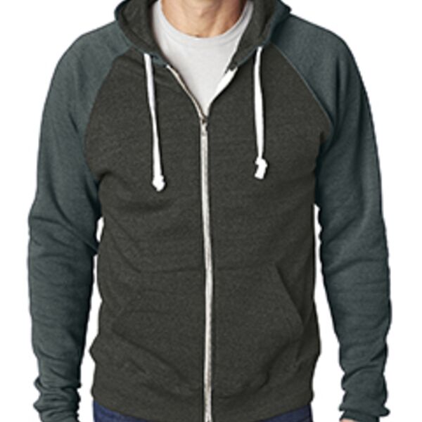 Adult Triblend Colorblock Full-Zip Fleece Hood Thumbnail