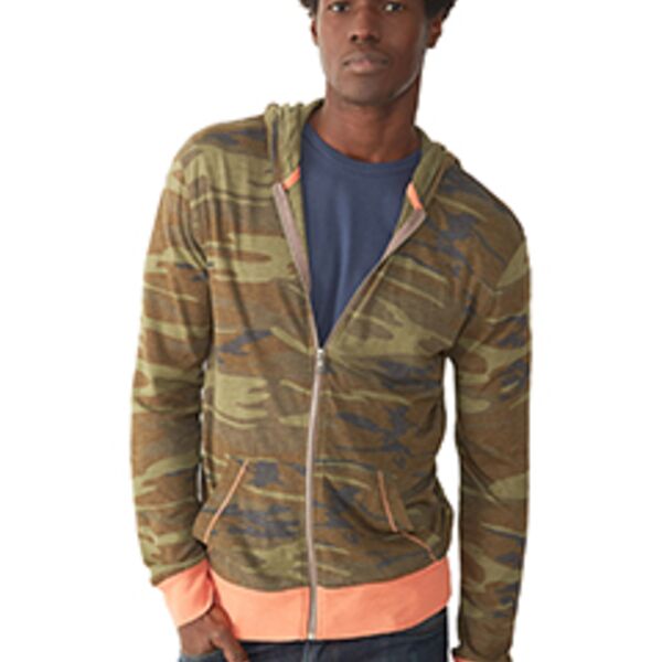 Men's Eco Jersey Triblend Long-Sleeve Printed Full Zip Hoodie Thumbnail