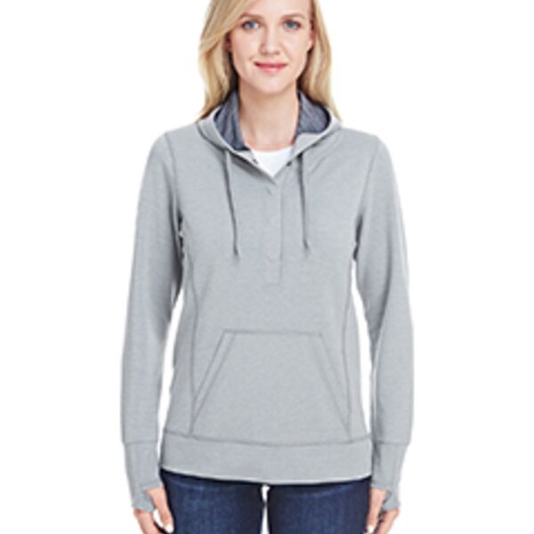 Ladies' Omega Stretch Snap-Placket Hooded Sweatshirt Thumbnail