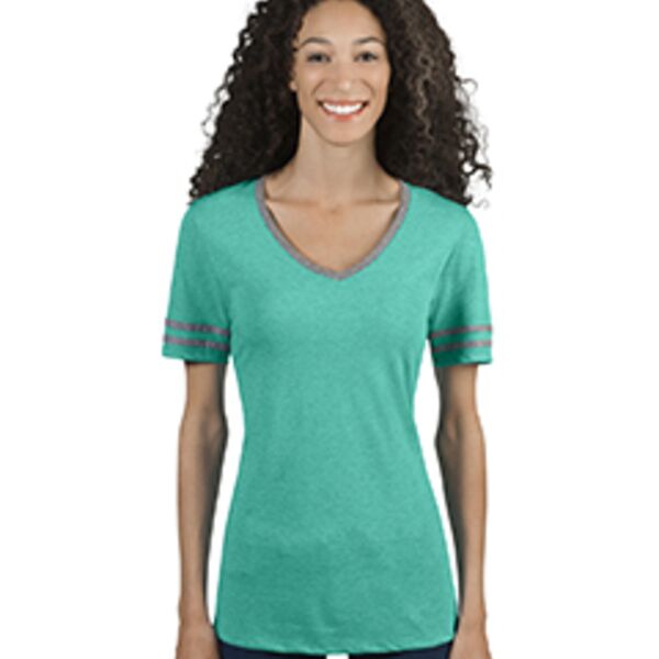 Ladies' TRI-BLEND Varsity V-Neck T-Shirt Thumbnail